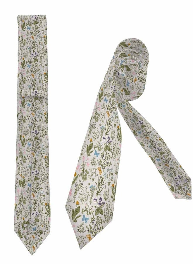 Yekiua Floral Men's Necktie Vintage Herbs Wild Flowers Botanical Holiday Festival Funny Ties For Men Formal Occasion Wedding Neck Tie Pale Green Yellow Blue - Image 4